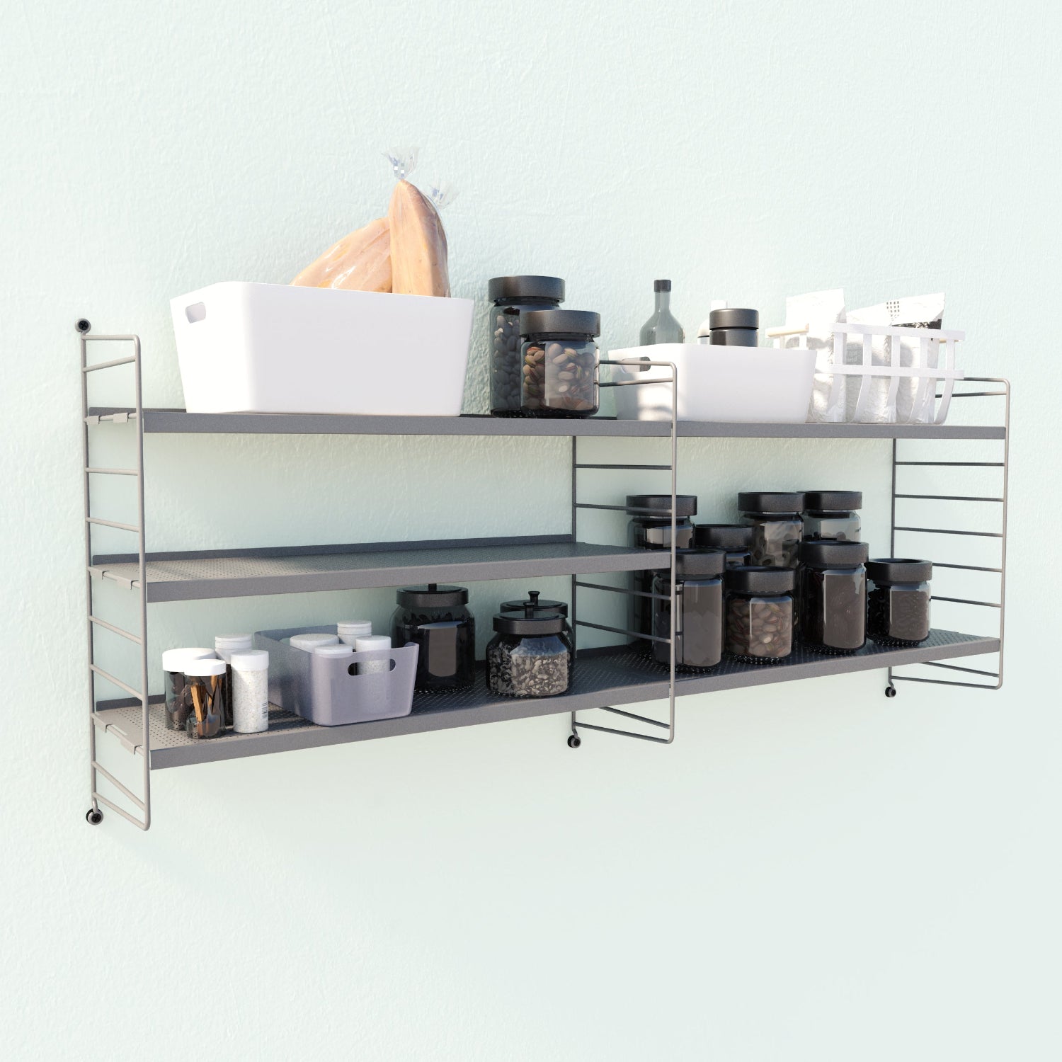 REPISA MUEBLE VINTAGE DUO GRIS BANDEJA PERFORADA