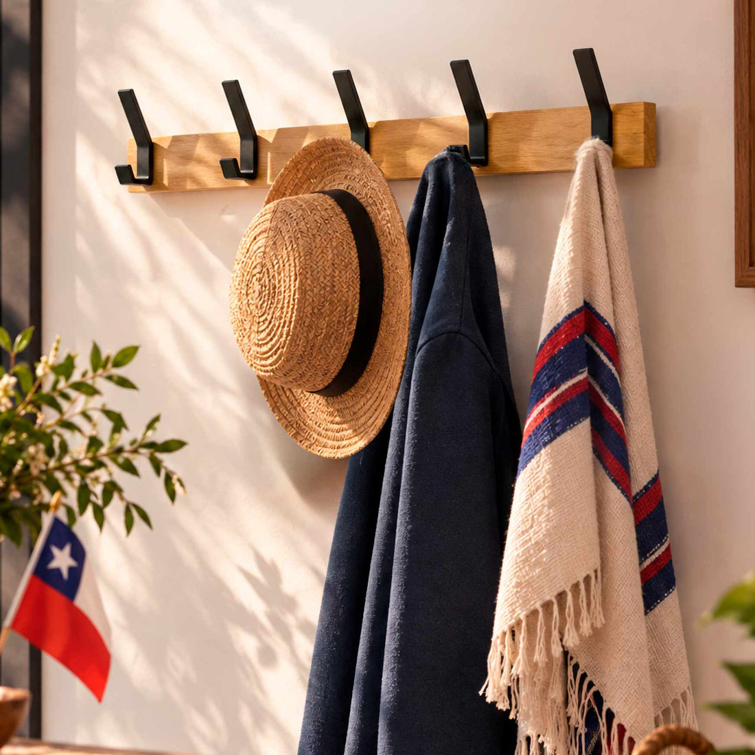 PERCHERO MADERA ACERO
