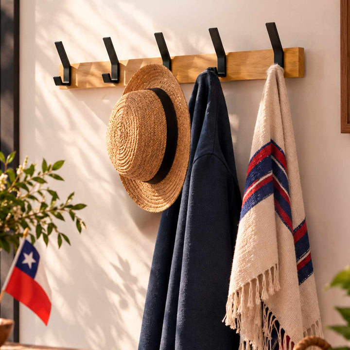 PERCHERO MADERA ACERO