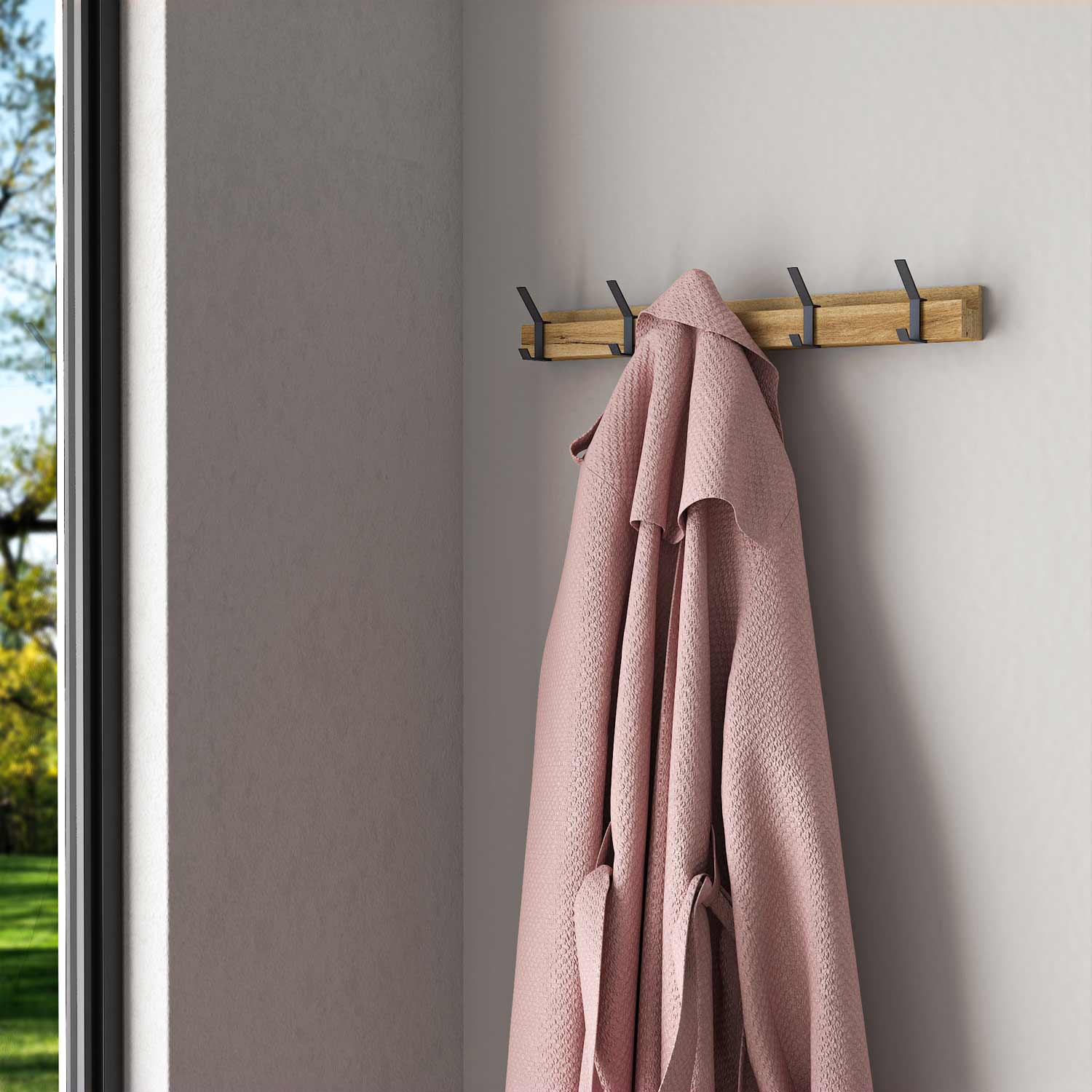 perchero madera acero