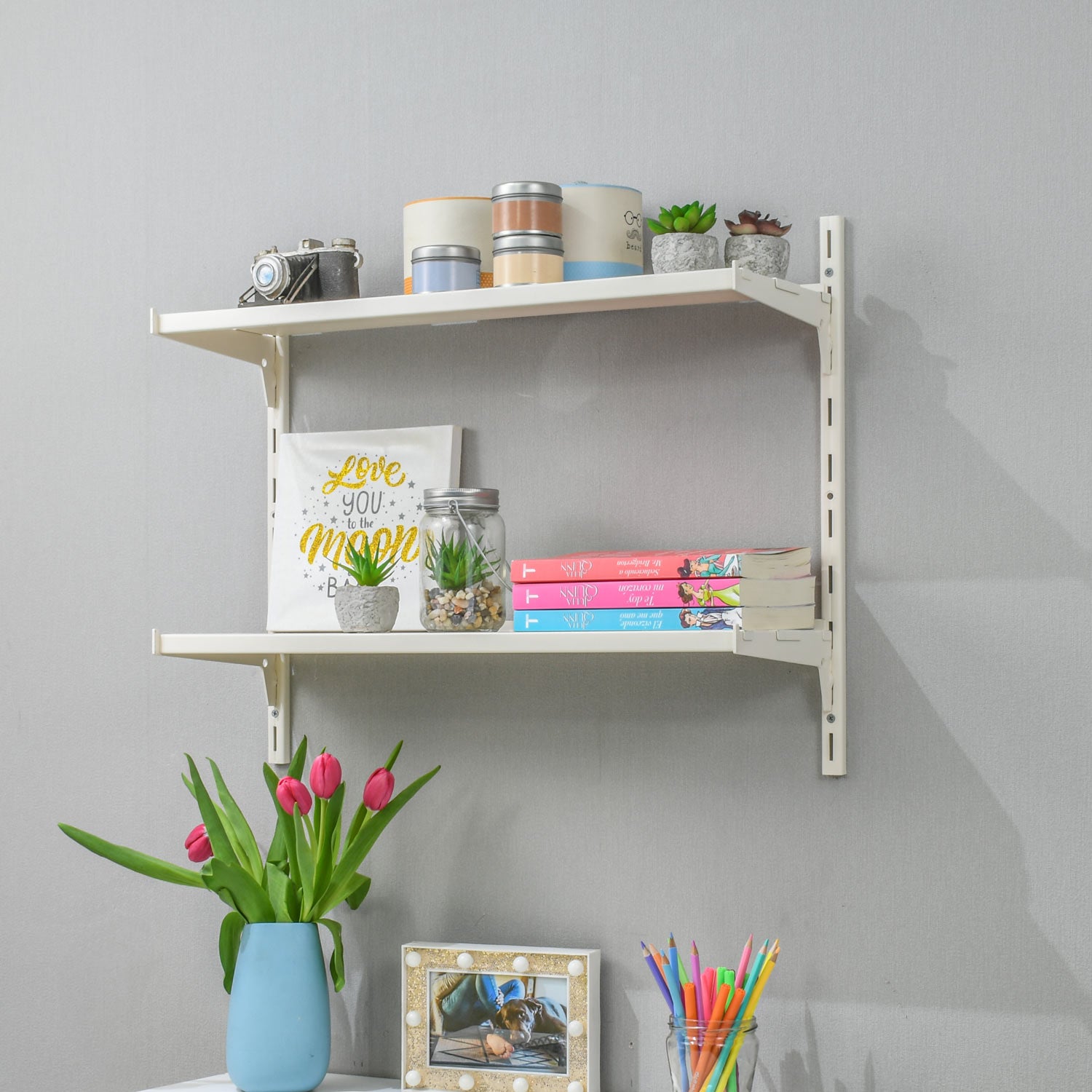 Repisa modular, repisa acero blanco, repisa escritorio, repisa baño, repisa cocina