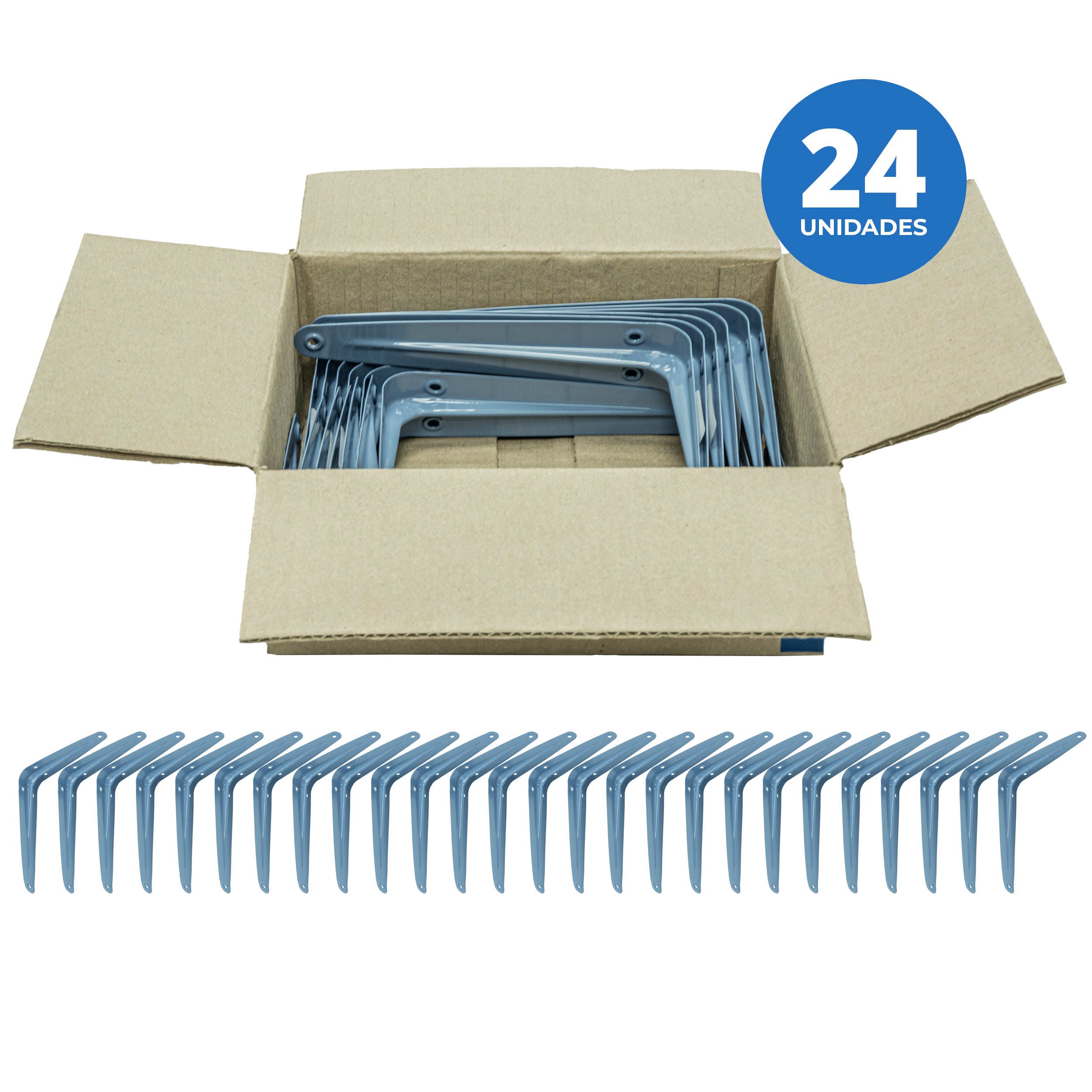 Soporte escuadra azul 13x15 cm 24 un.