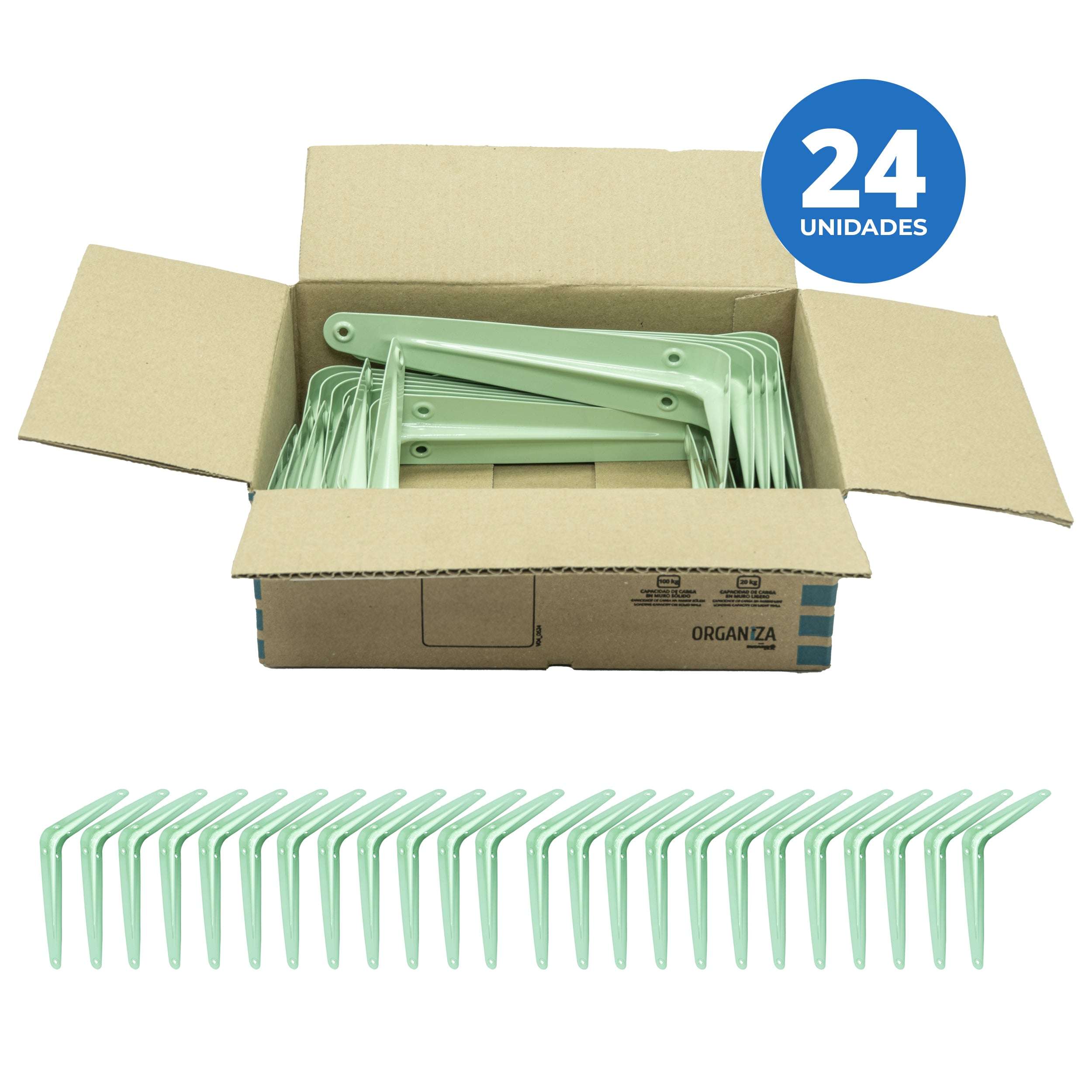 Soporte escuadra verde 13x15 cm 24 un.