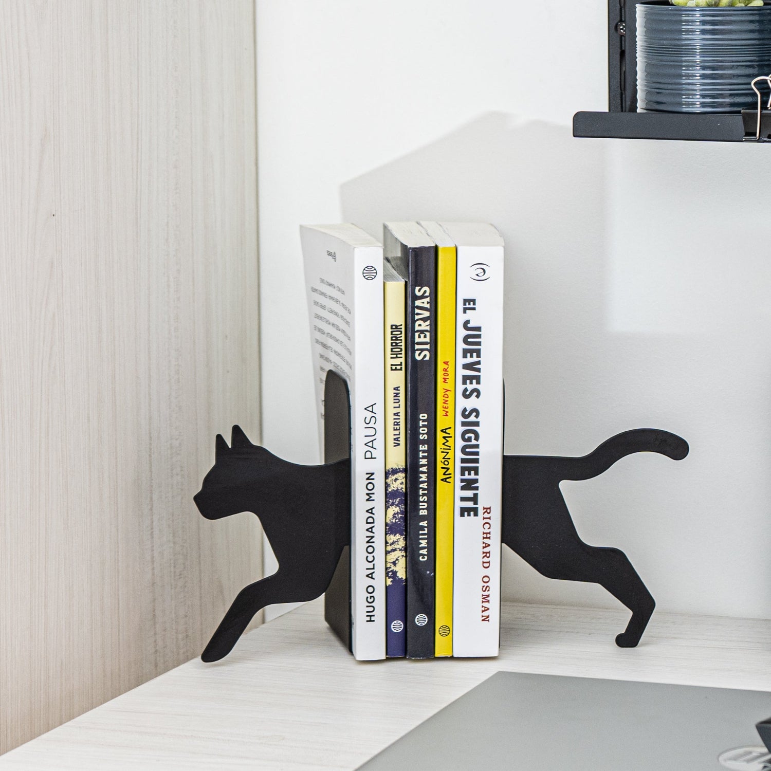 Sujeto libro, sujeta libros gato, sujeta libro metal